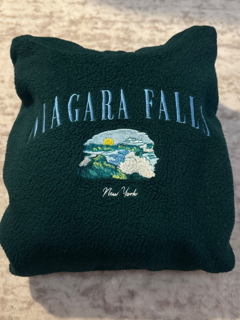 Green Fleece Niagara Falls Pullover Hoodie Sweatshirt